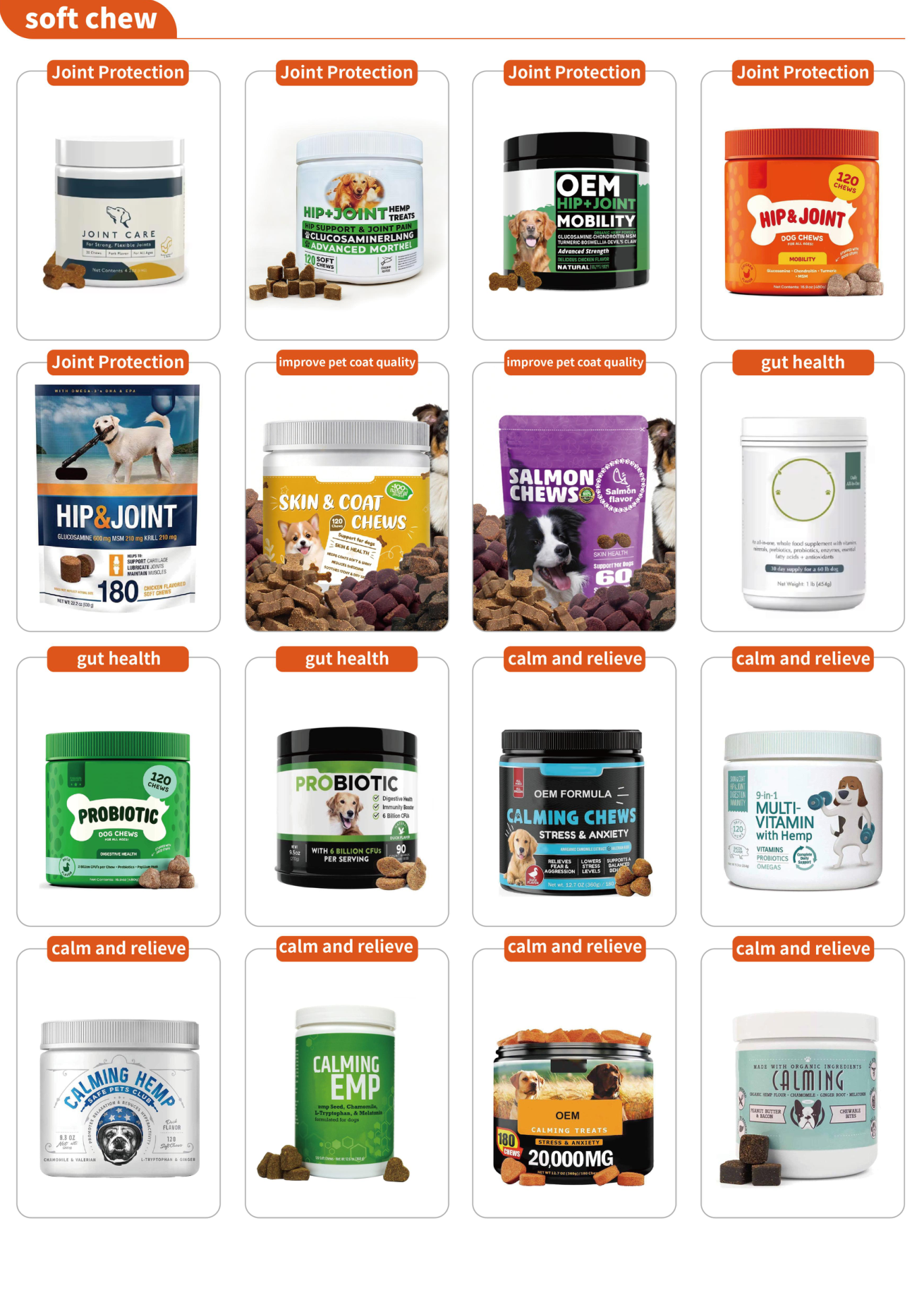 Soft chews product catalog page